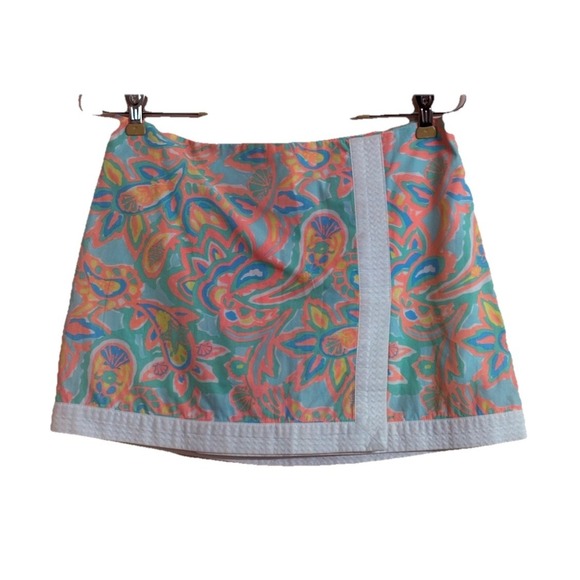 Lilly Pulitzer Spence Skort Pink Green Paisley Mini Skirt Make a Splash Size 2 - Picture 2 of 6